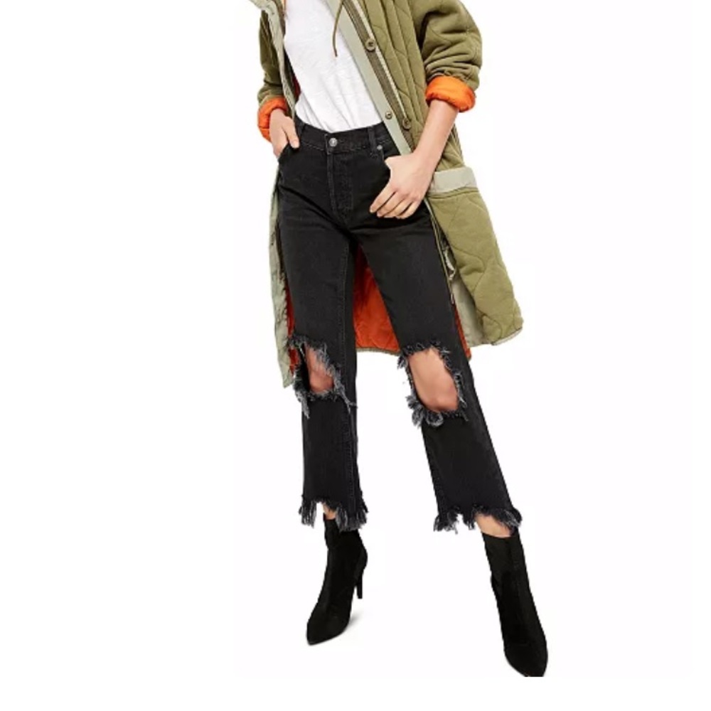 Free people raw denim jeans